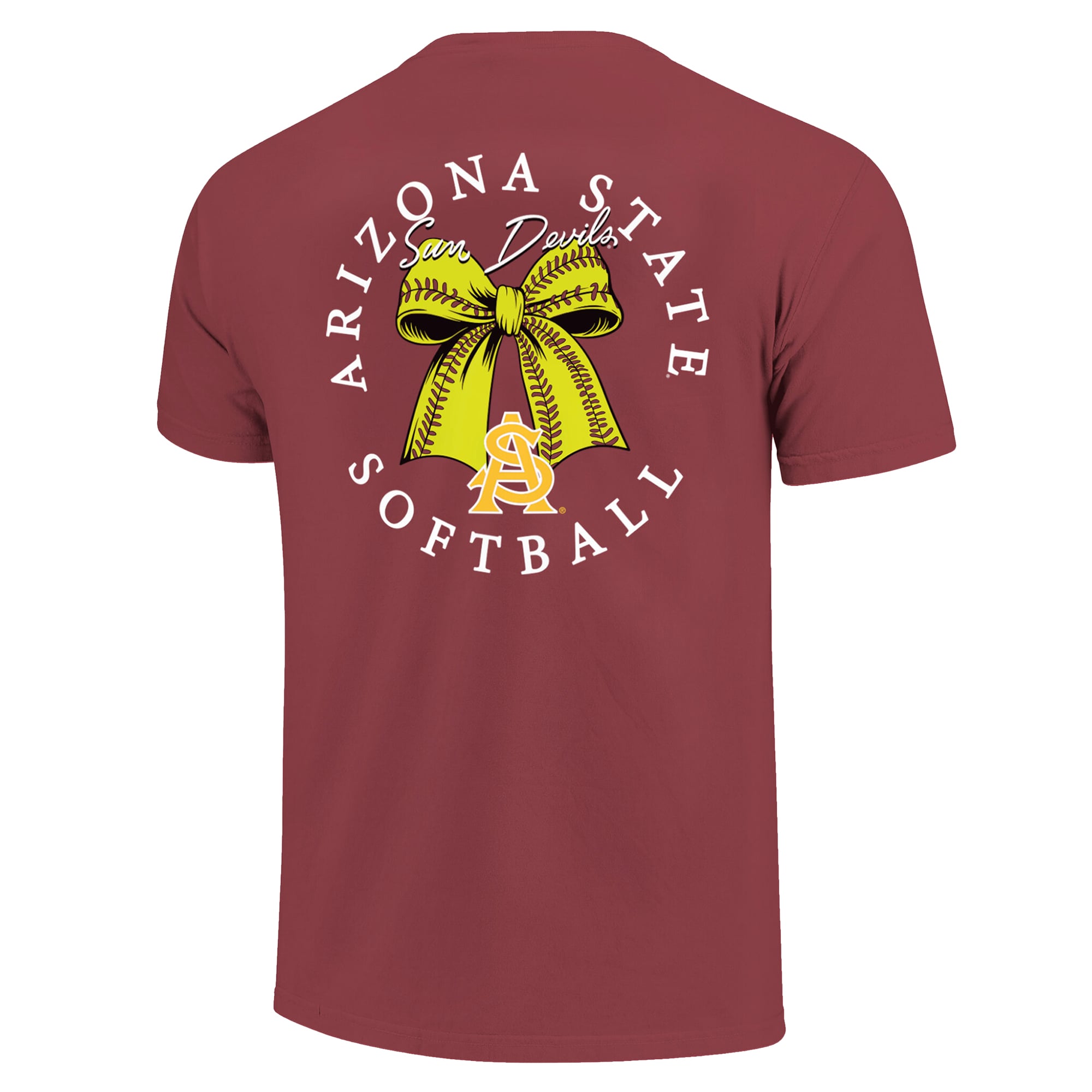 T-shirt à nœud papillon de softball Arizona State Sun Devils marron pour femme, Image One.